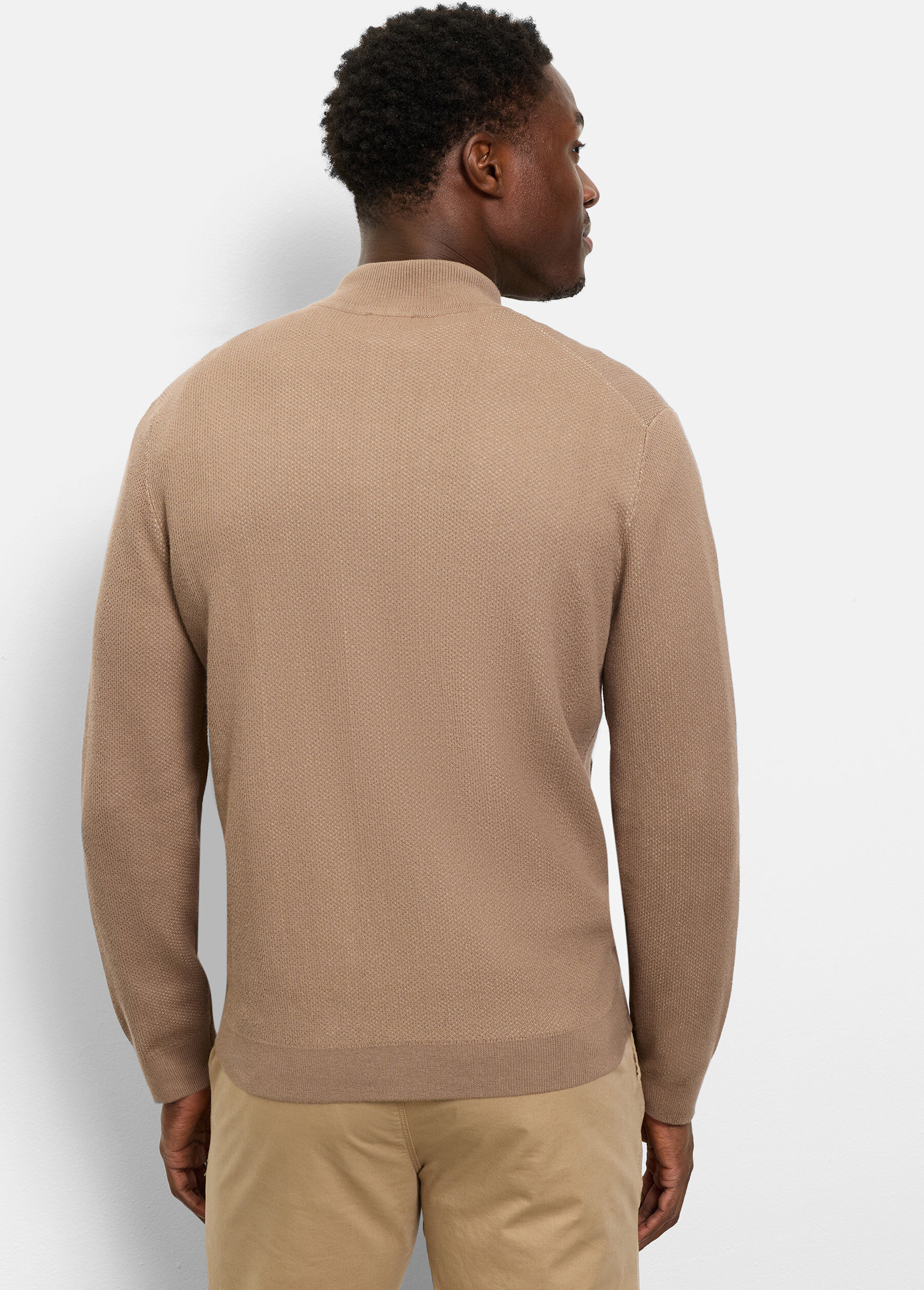 Sweatjacke OLYMP "OLYMP Casual Strick, Sweatjacke", Herren, Gr. XXL, beige (natur), 55% Baumwolle, 45% Polyester, Sweatjacken Sweatjacke