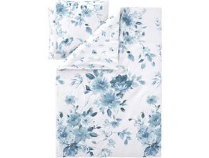 LIVARNO® Parure de lit en coton ou Parure de lit double face en coton, 240 x 220 cm (blanc-bleu)