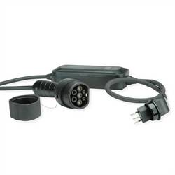 ROLINE Tragbares E-Auto Ladegerät, T12 (CH, Typ J) & Typ2 Stecker, 1-phasig, Mode 2, 10 A, 2,3 kW, 3 m 19.08.0103