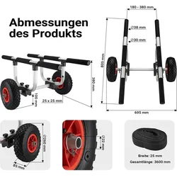 Wiltec, Wassersportträger, Alu Transportwagen