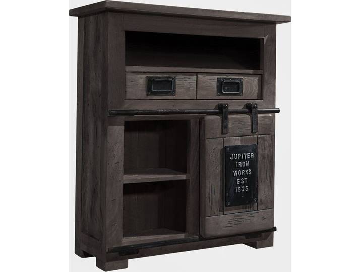 MASSIVMOEBEL24 Commode 75x36 Manguier laqué Gris RAILWAY #252