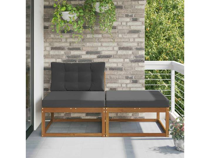 vidaXL Sectional Sofa Einheiten mit Kissen 2 Stück Natur