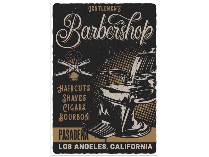Wandbild ARTLAND Barbershop Plakat , schwarz (farbe bild(er): braun), B:70cm H:100cm, Bilder, Wandbild, als Alubild, Leinwandbild, Poster, Wandaufkleber in verschied. Grössen