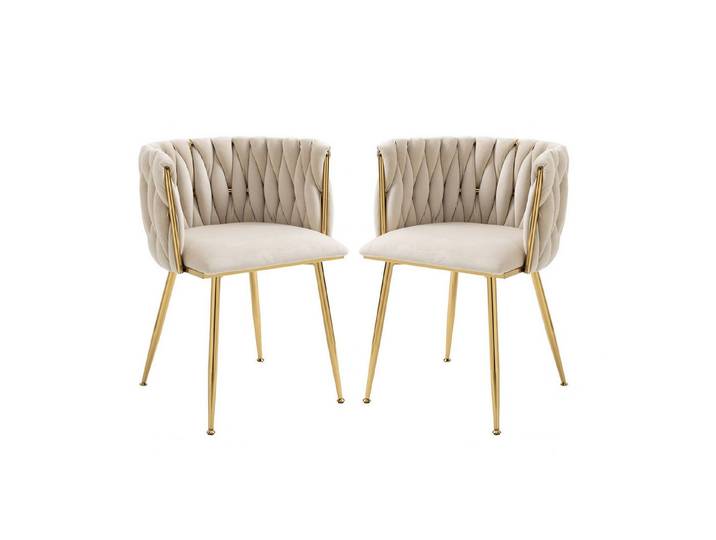 MODFU 4-Fußstuhl Elegantes Loungesessel-Set, Polsterstuhl Freizeitstuhl Fernsehsessel (Akzent Lounge Stuhl mit Eisenmetallfüßen 2er-Set)