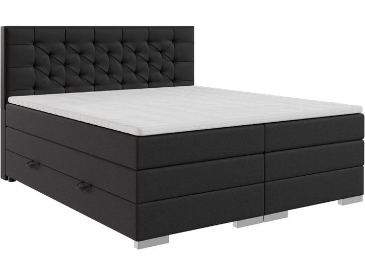 Boxspringbett FORTE Lanciano , antrazit, B:186cm L:213cm, Komplettbetten, Boxspringbett, erhältlich in den Breiten 140cm, 160cm & 180cm
