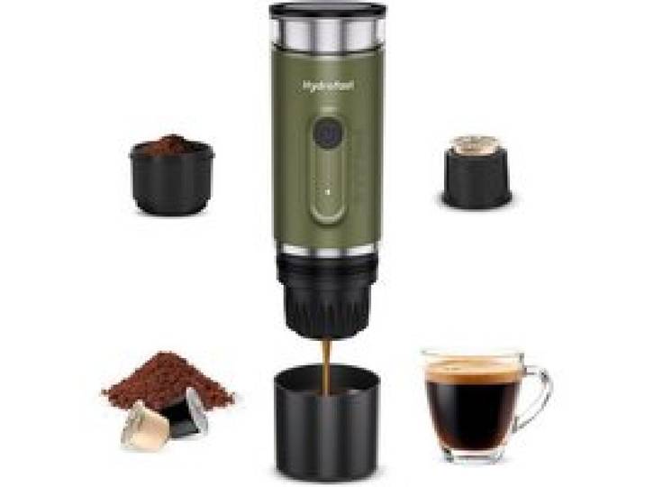 Machine à Café Portable Hydrofast PO-100 Batterie 7800mAh Pompe 15 Bars Dosettes Café Moulu Vert Armée