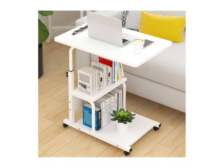 ENSDIEPLS Überbetttisch aus MDF-Metall Mehrfarbig, mehrere Größen: for Bett, Sofa, Büro(White,Three layer board)