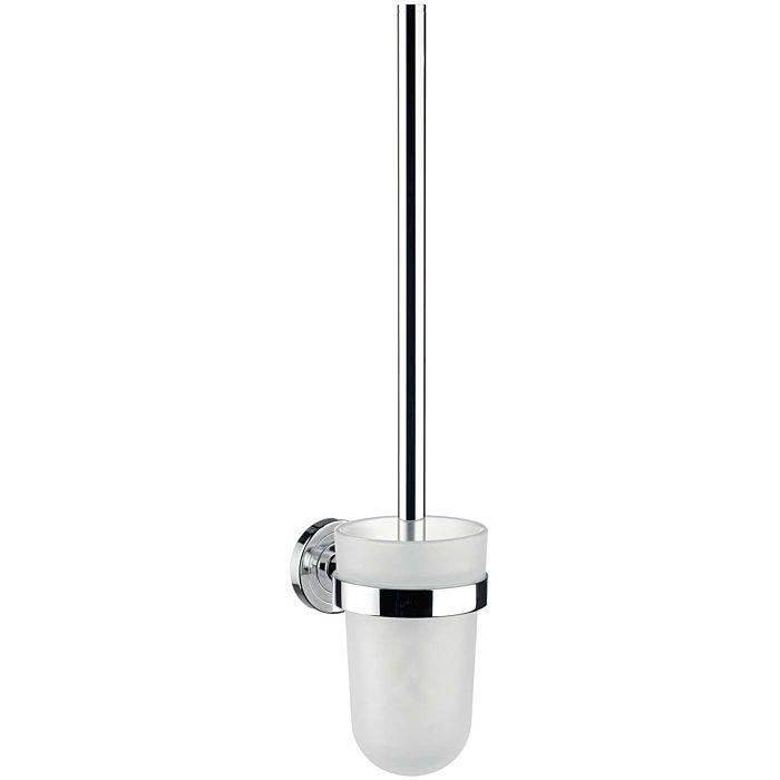 Emco Toilettenbürstengarnitur Polo 071500100 chrom Kristallglas satiniert, Griff chrom