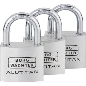 Burg-Wächter Vorhängeschloss Alutitan Trio 770, 40mm, 4 Schlüssel, gleichschließend & wetterfest, 3 Stück