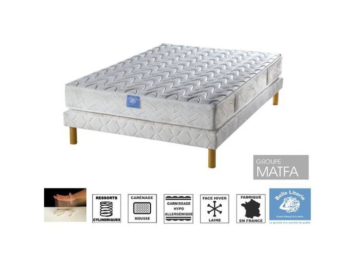 Ensemble matelas Forum Visco BELLE LITERIE 120x190 + sommier tapissier + jeu de 4 pieds offerts