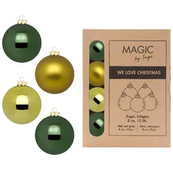 12 Weihnachtskugeln 8cm Glas Christbaumkugeln Weihnachtsbaumkugeln Set grün Mix