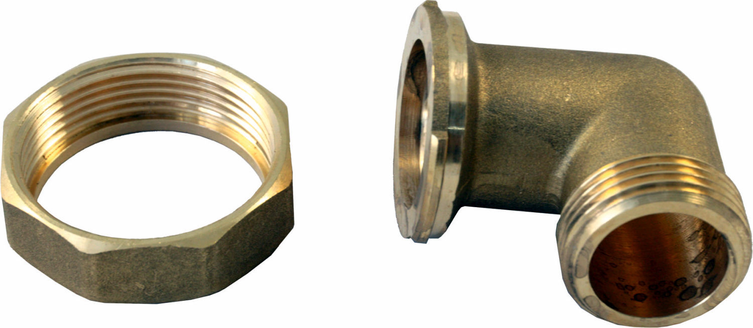 Coude de raccord Wolf 90Gr 1"AG - 1 1/2" 2009012 avec contre-écrou, laiton