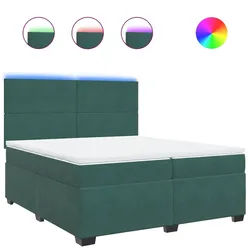 vidaXL Boxspringbett mit Matratze Dunkelgrün 200x200 cm Samt