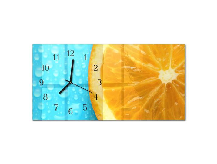 Tulup Wanduhr aus Glas 60x30 cm - Orange, Rechteckig, 60x30x0.4 cm, Dekoration, Uhren, Wanduhren