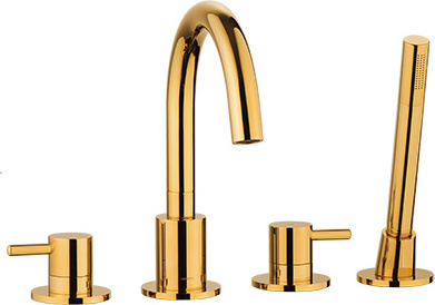 Badewanne-Batterie, Y golden, 4-teilig, Wanneneinlauf Dusche, 1 Funktion