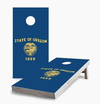 Skip's Garage Oregon State Flag Cornhole Boards