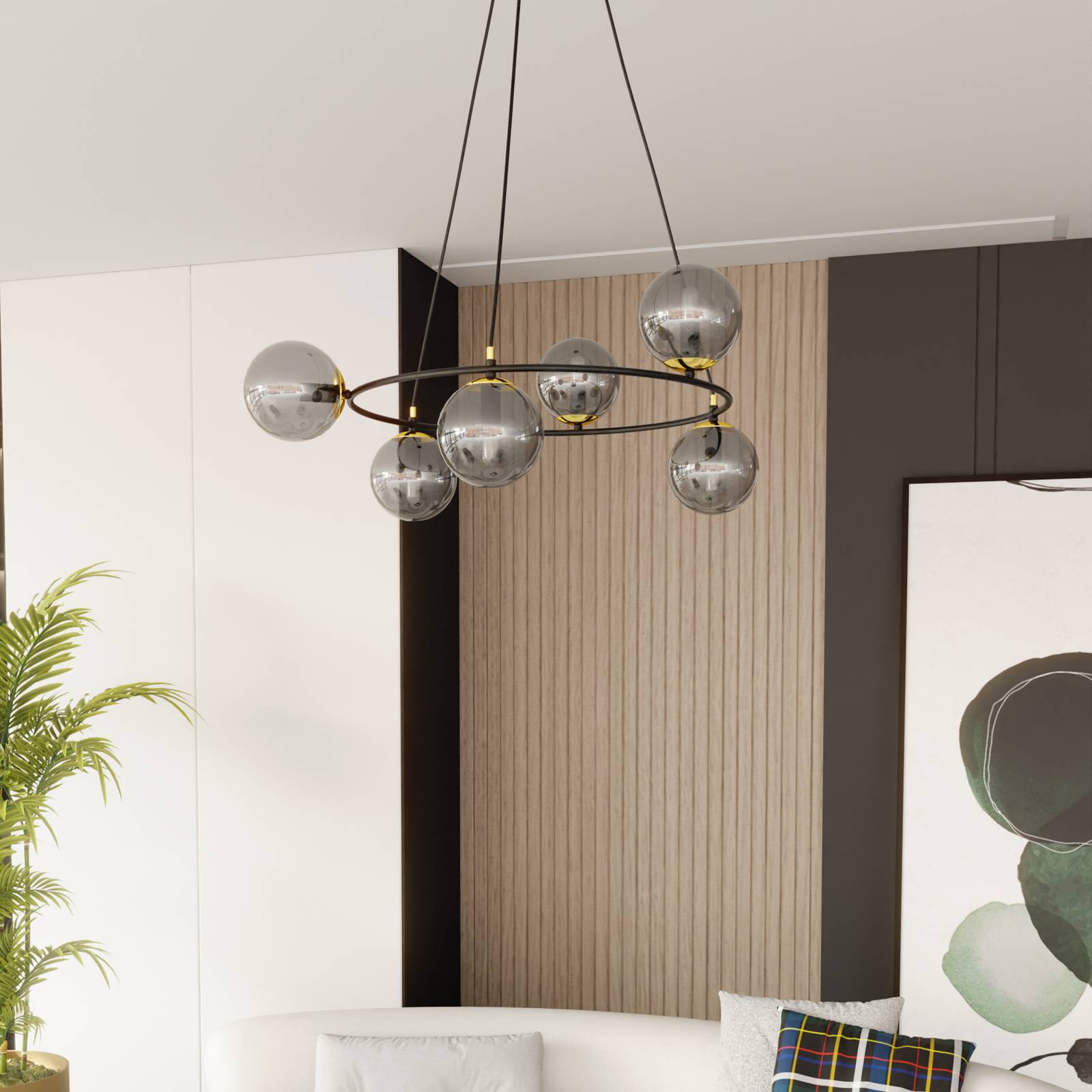 Glas Hängelampe Glassy EMIBIG LIGHTING, dimmbar, schwarz, für Wohn- / Esszimmer, Glas, Modern, Pendelleuchte
