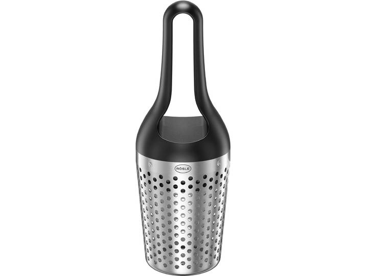 Salatschleuder RÖSLE, schwarz (edelstahlfarben, schwarz), H:22cm Ø:8cm, Edelstahl 18/10, Kunststoff, Salatschleudern, Salatschleuder, Kräuterdusche mit Wiegemesser, Kräutermesser, spülmaschinengeeignet