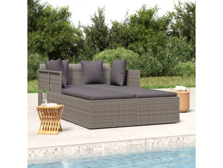 Chaise longue - Résine tressée - 182x118x63 cm - Coussins confortables - Utilisation extérieure