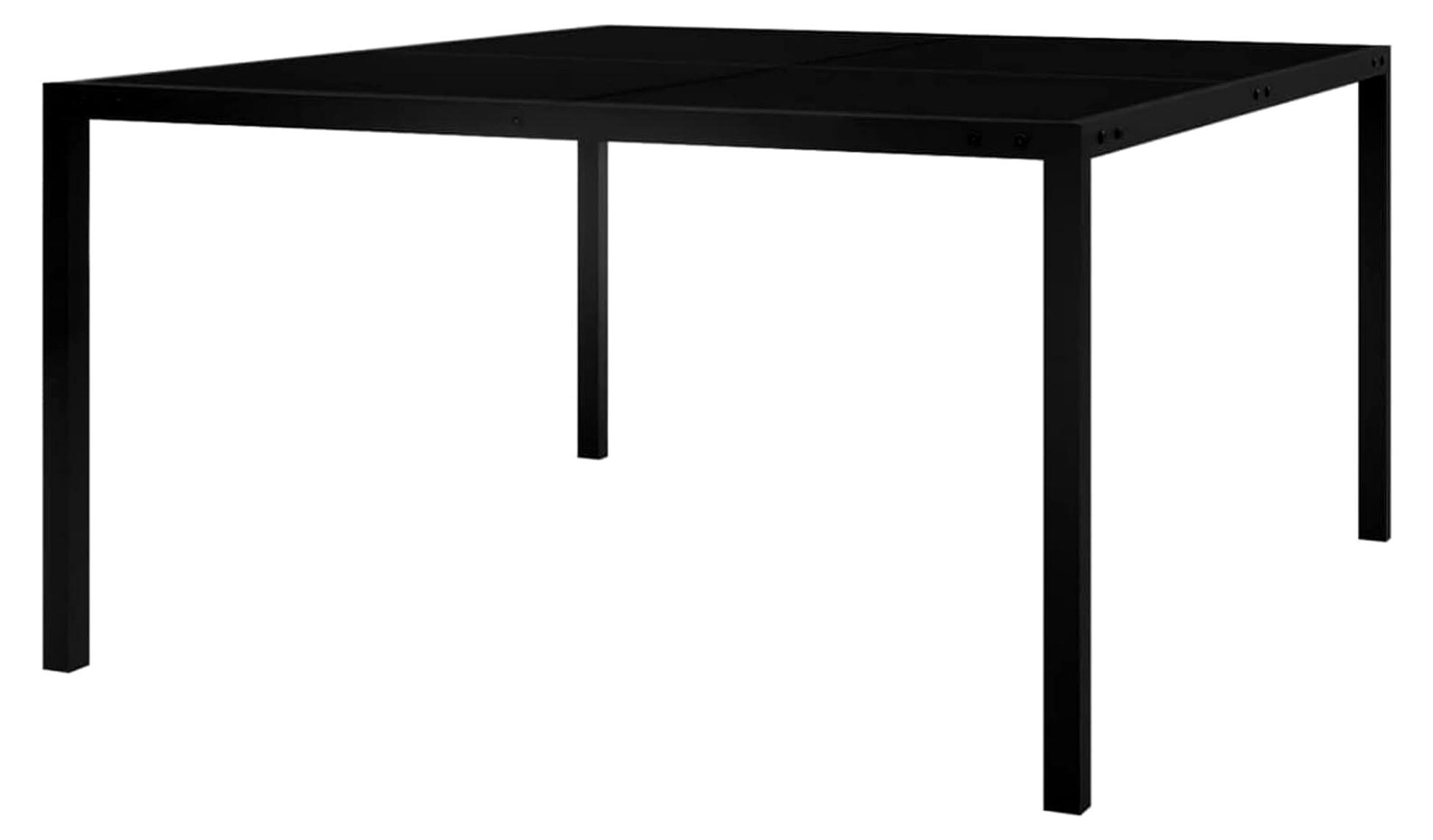 Gartentisch 130x130x72 cm Schwarz Stahl und Glas