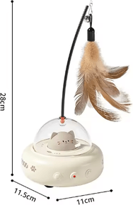Inspire Picks Orbit Play Smart UFO Cat Teaser Toy Electric Interactive Feather Wand With Bell For Indoor Cats coffee Color