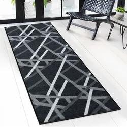 Floordirekt Teppich-Läufer nach Maß   Printed   Anthrazit mit Streifen