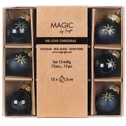 12 Weihnachtskugeln 2cm Glas Christbaumkugeln Weihnachtsbaumkugel Ebony Black