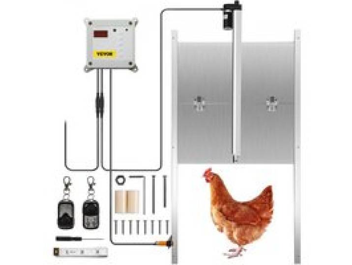 VEVOR Automatische Hühnerklappe Aluminiumlegierung/ABS Hühnertür mit Schieber 66W Hühner-Pförtner 30x30cm Tür Stallöffner mit Lichtsensor Zeitsteuerung Ideal für Außen-/Innenbereich von Hühnerställen