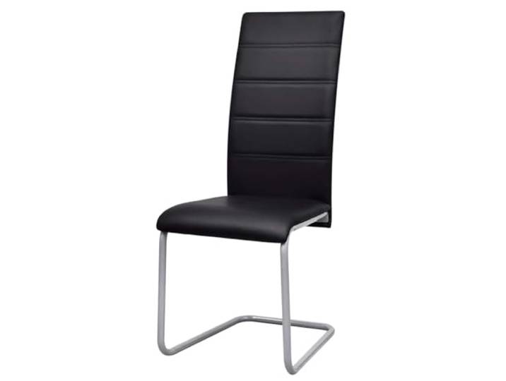 HKLGBVCR Clever Esszimmerstühle, Schwarz, Kunstleder, 4 Stück Gepolsterte Sitzfläche, hohe Rückenlehne, Stahlgestell, moderner Stil, für Esszimmer