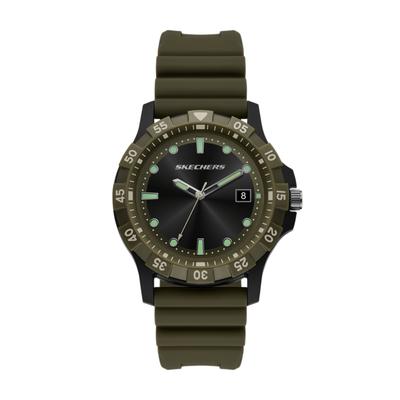 Quarzuhr SKECHERS "Glen Oaks", oliv, schwarz, Armbanduhren, Herren, Quarzuhr, Armbanduhr, Herrenuhr, Silikonarmband, analog, Tag
