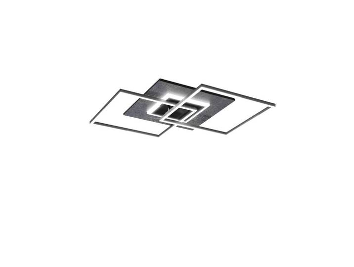 Led-Deckenleuchte Harz, Schwarz, Holz, Metall, Stein, Eiche, massiv, quadratisch, 61x8x61 cm, Farbwechsler, getrennt schaltbar, Lampen & Leuchten, LED Beleuchtung, LED-Deckenleuchten