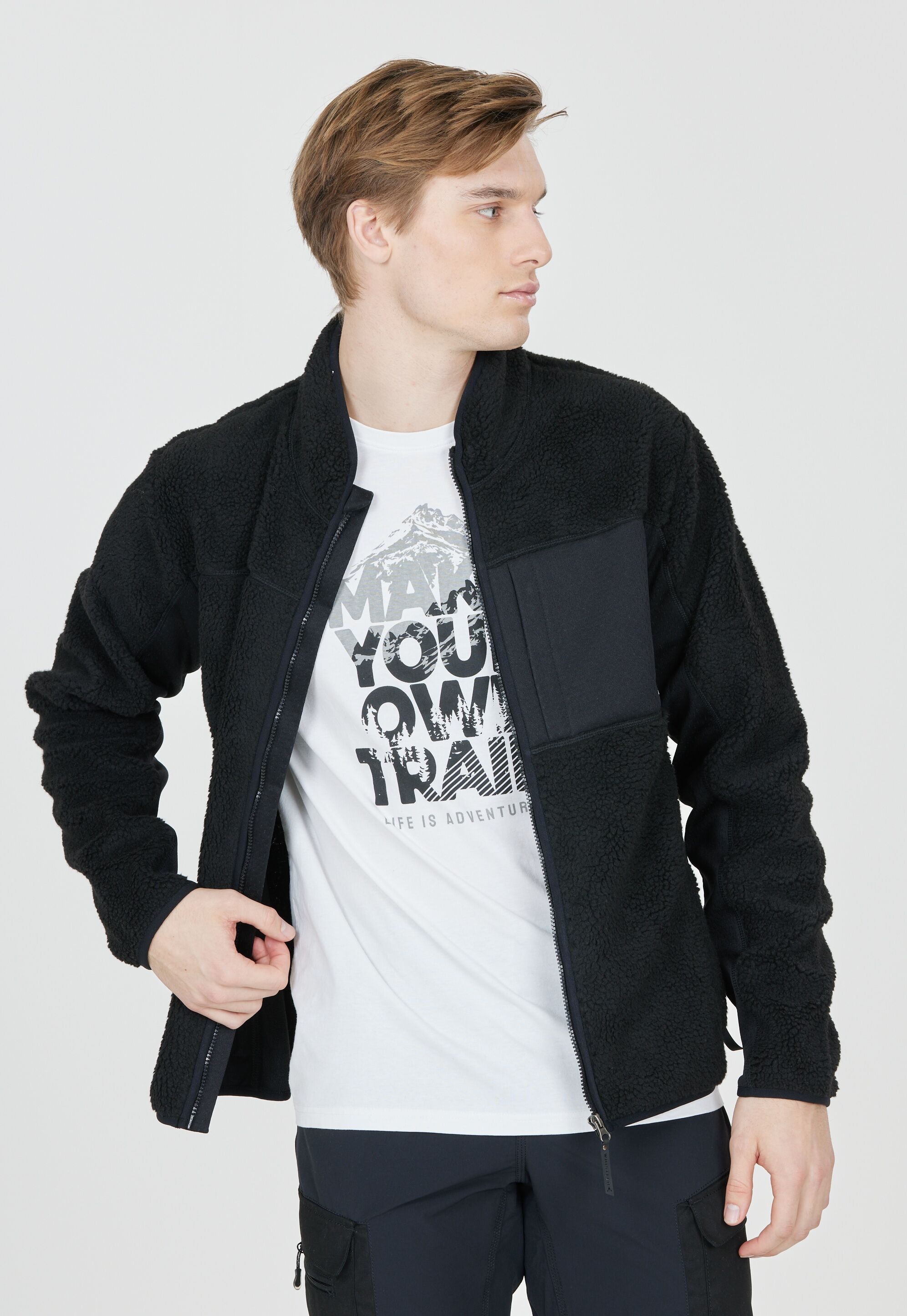 Fleecejacke WHISTLER "Bear", Herren, Gr. M, schwarz, 100% Polyester, unifarben, normal, ohne Ausschnitt, Jacken Fleecejacke, aus atmungsaktivem Material