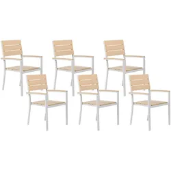 GARTENSTUHL 6er-Set Kunstholz beige/weiß Como
