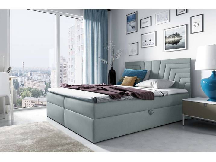 Gilberto Boxspringbett 140x200 cm Strukturstoff INARI Hellgrau