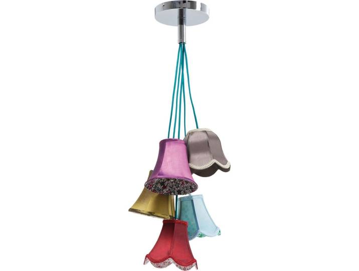 Suspension bohème 5 abat-jours en tissu