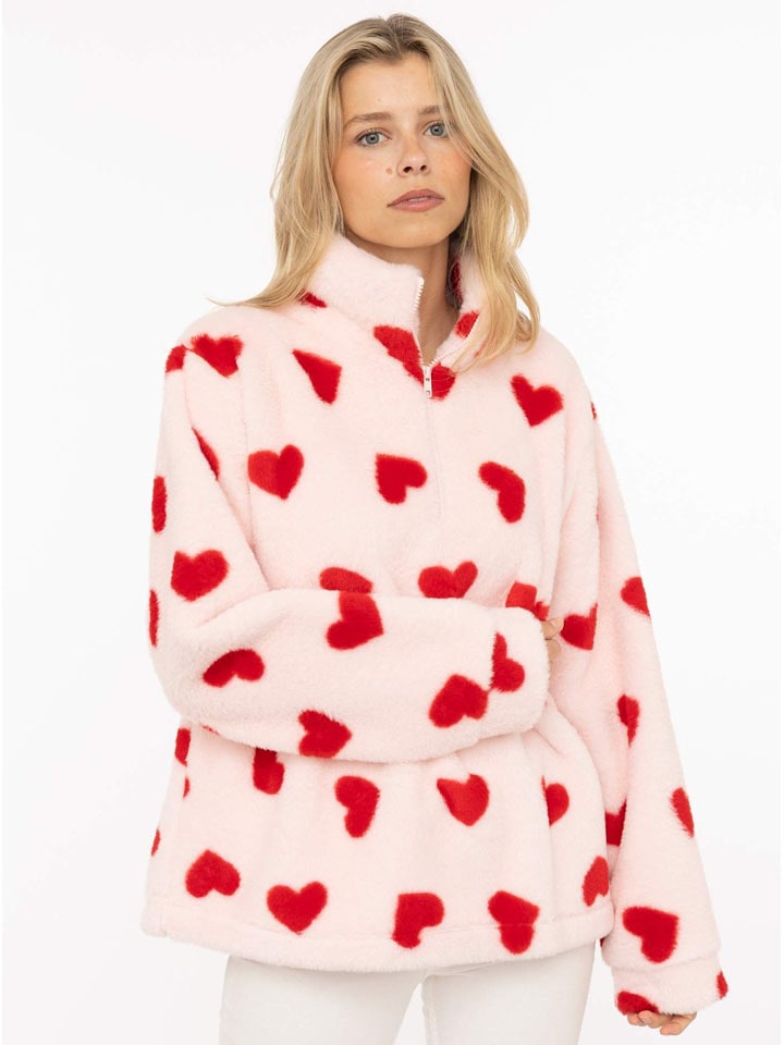 Zwillingsherz Fleecepullover in Rosa - M