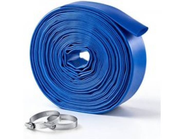 VEVOR Rückspülschlauch 1,5 Zoll 15,2 m PVC Flachschlauch Ablaufschlauch für Poolentwässerung und Bewässerung mit 90 psi, Anschlusswahl ohne Vorinstallierte Kupplungen für Verschiedene Pumpensysteme