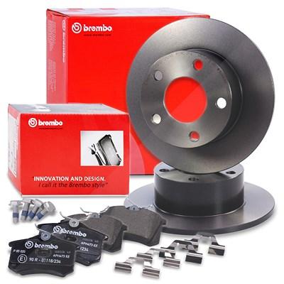 Brembo Bremsscheiben Coated+Bremsbeläge Hinten [Hersteller-Nr. 10698038] für Skoda, VW, Audi