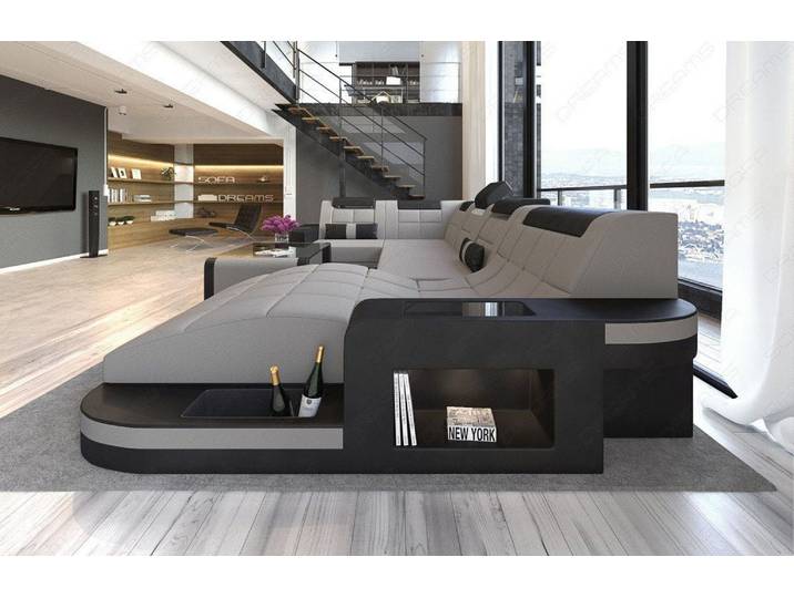 Stoff Wohnlandschaft Wave U-Form