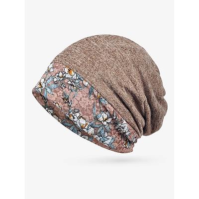 Beanie-Mütze mit Blumenmuster für Damen, weiche, dehnbare Slouchy-Kappe für Freizeitkleidung, Outdoor-Aktivitäten und als Kopfbedeckung bei Chemotherapie
