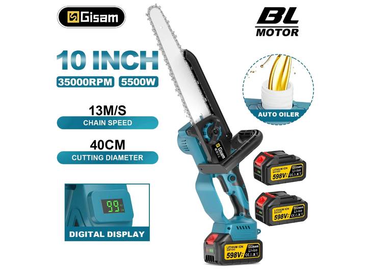 Gami 10 pouces tronçonneuse électrique sans brosse huileur automatique scie électrique sans fil outil électrique pour le travail du bois pour Makita 18v batterie broche