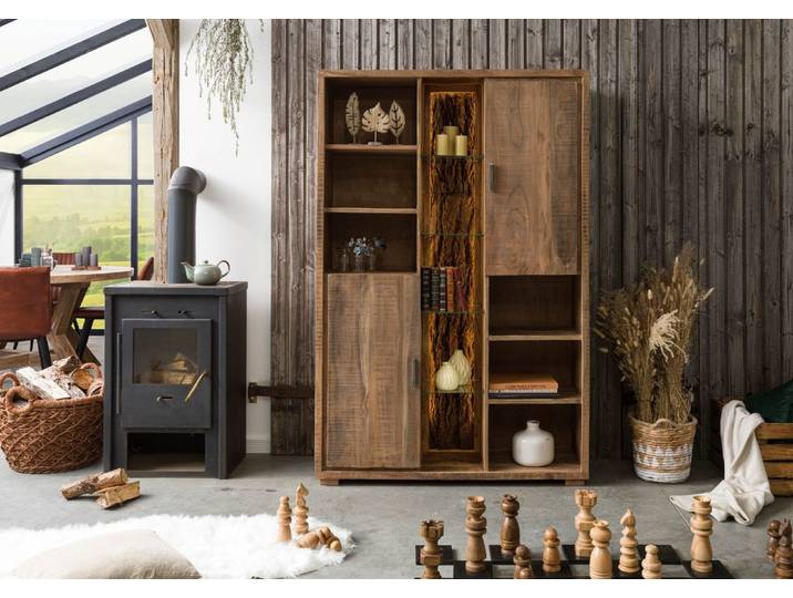 Schrank Akazie 118x40x180 natur lackiert BARK #101