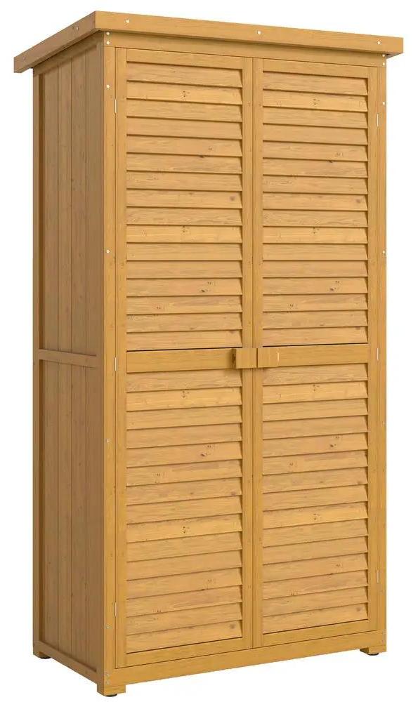 Gartenhaus aus Holz - Outdoor Geräteschrank - 3 Regale - Wasserdicht - 87x46x160 cm - Armeegrün