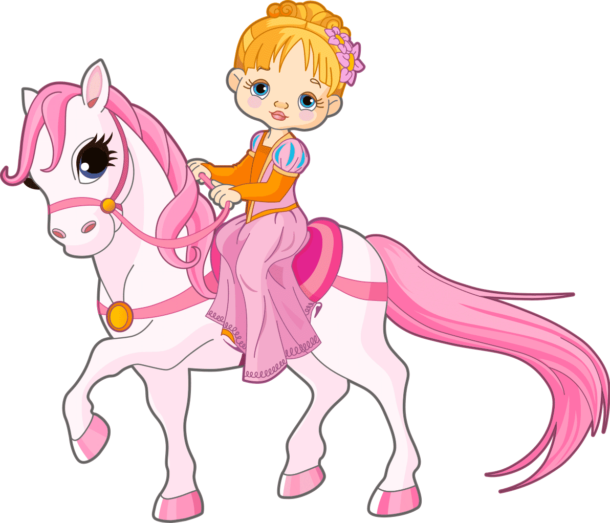 Ambiance-sticker Sticker Petite fille et son poney rose