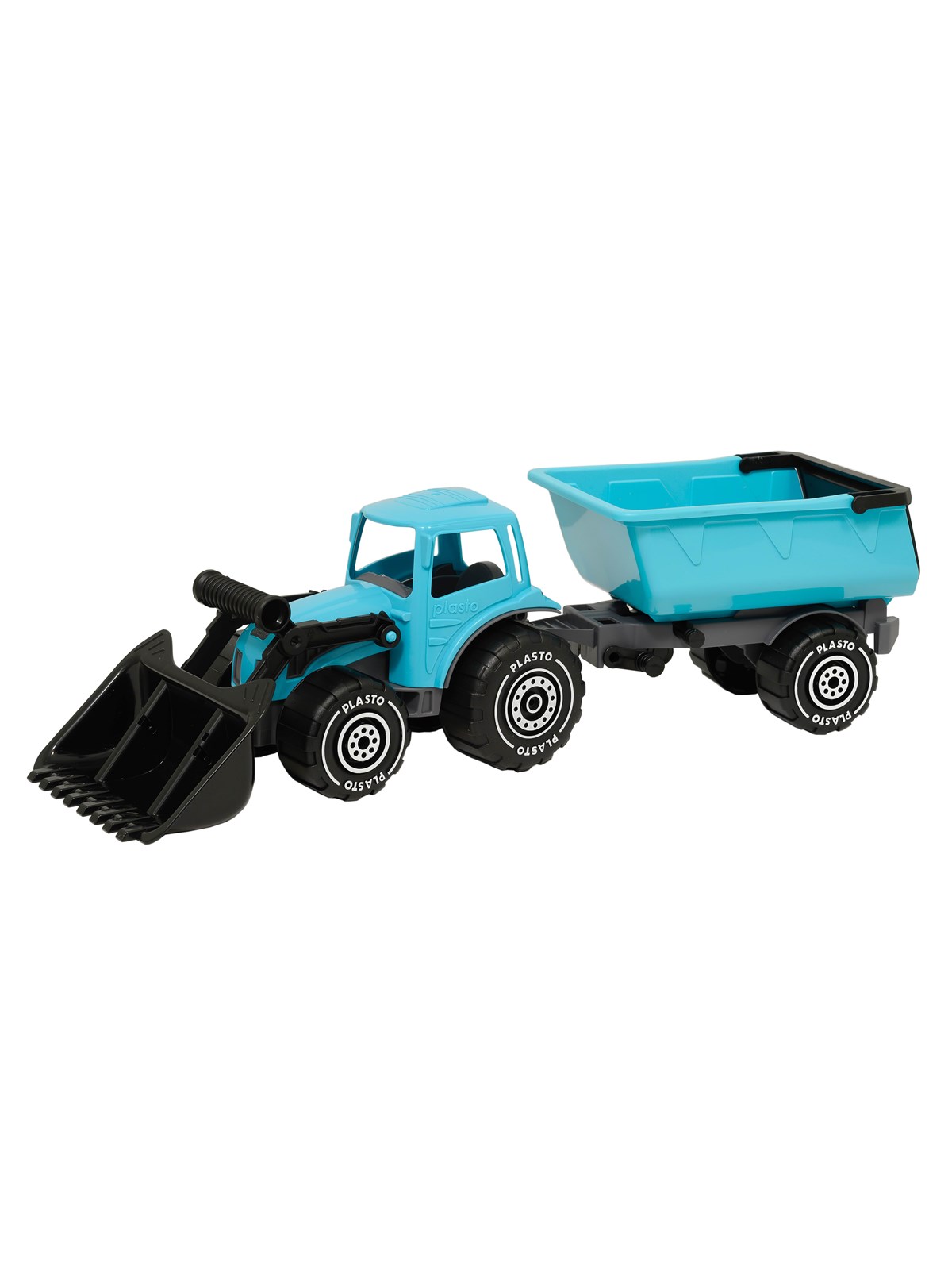 Plasto Tractor with frontloader & trailer 56.5 cm
