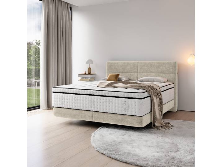Lit boxspring Soncy 140 x 200cm Gamme chenille Beige/Beige