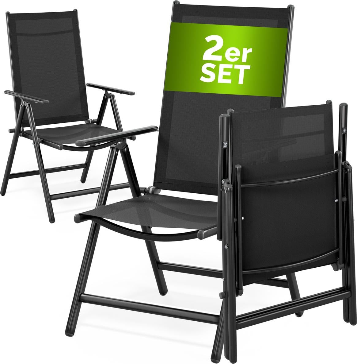 Casaria Tuinstoelen set van 2 met hoge rugleuning, antraciet