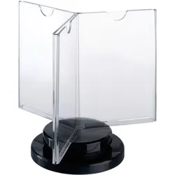 drehbarer Speisekartenhalter mit schwarzem Sockel, sternförmig, Acryl A7, Acryl (PMMA), transparent, schwarz