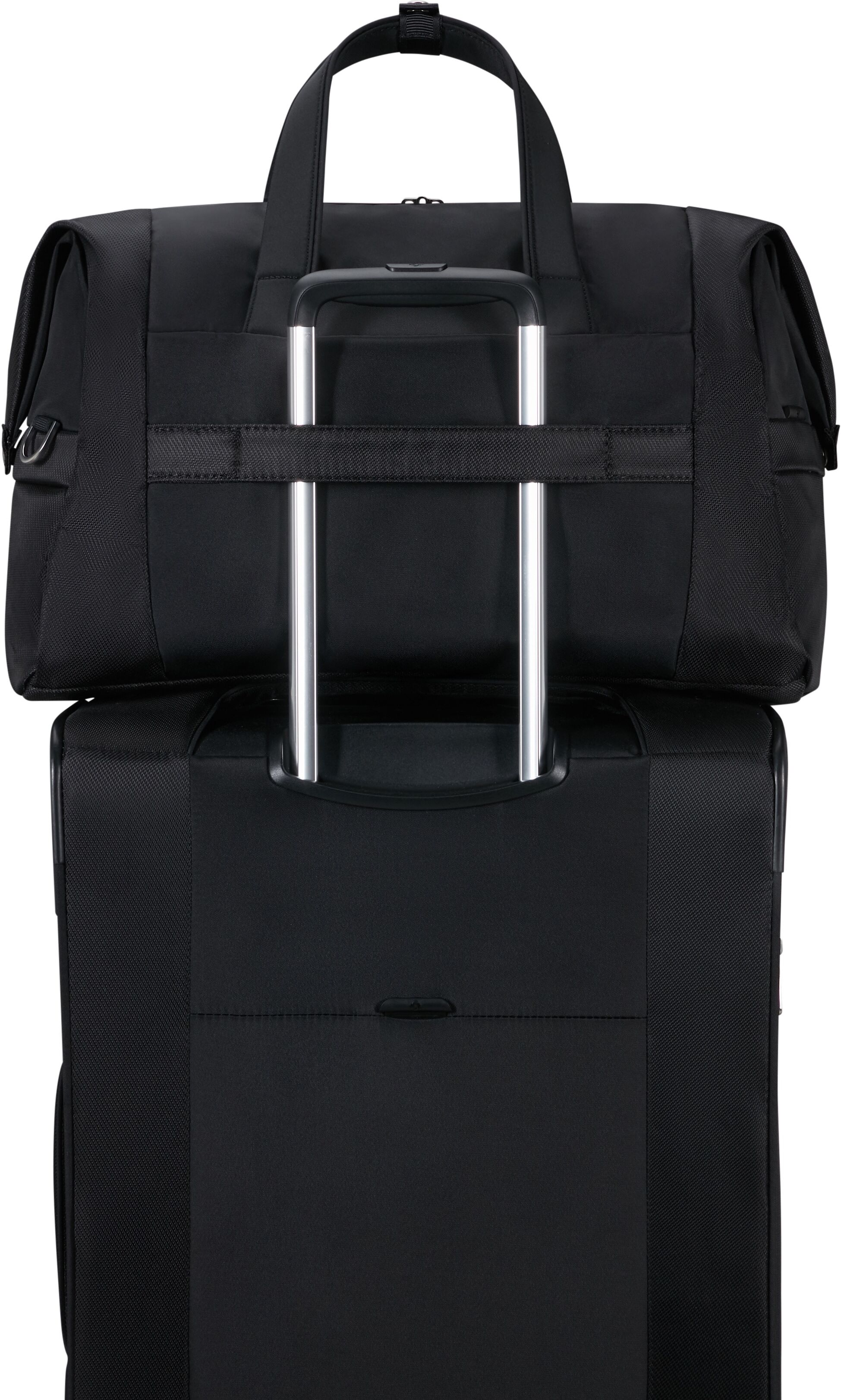 Reisetasche SAMSONITE "RE-LITE", Damen, Gr. B/H/T: 48cm x 34cm x 25cm, schwarz, Polyester, Taschen Reisetasche, Duffle Weekender Overnighter mit Packwürfel schwarz B/H/T: 48cm x 34cm x 25cm