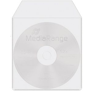 MediaRange CD-Hüllen BOX64, 124 x 124 mm, Kunststofftasche, transparent, für je 1 Disc, 50 Stück